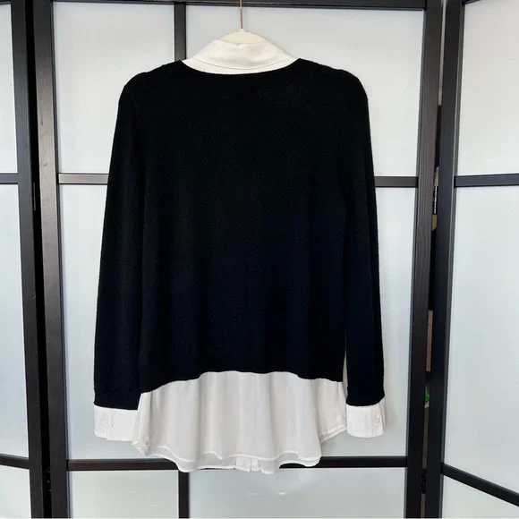 [M] Charter Club Luxury Black and White Dress Shirt & Cashmere Sweater Combo Top - Picture 9 of 13